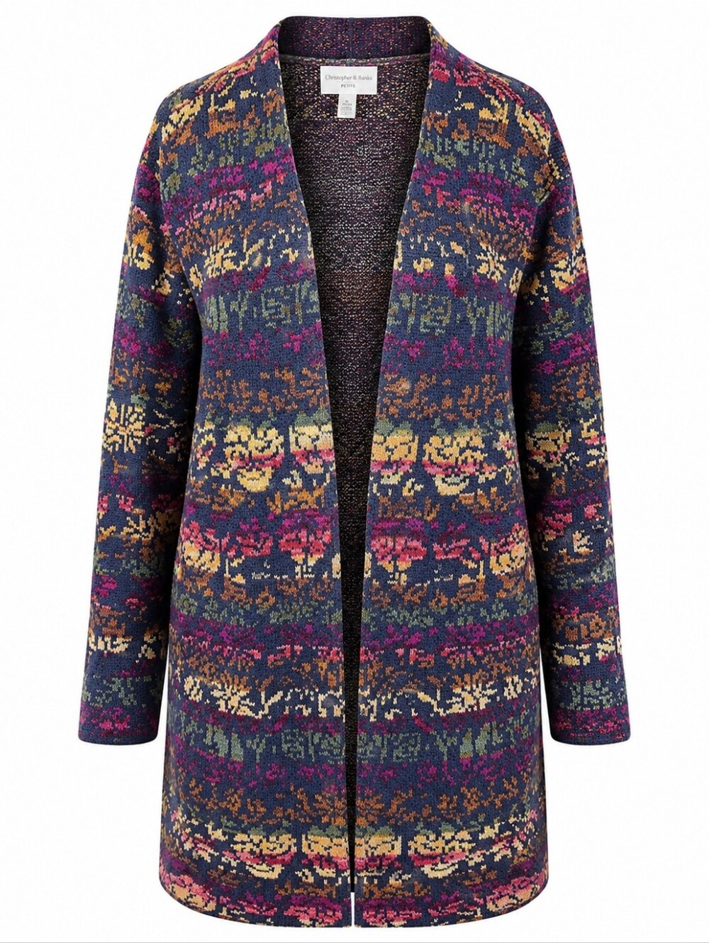 CHRISTOPHER & BANKS | Boho Floral Longline Open Front Cardigan Artsy | XL Petite